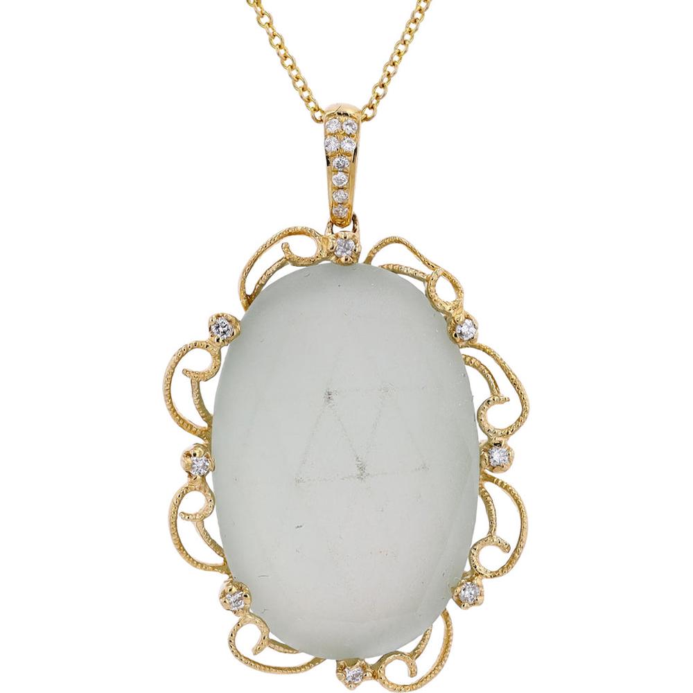 14K Yellow Gold Prasiolite Pendant with Diamond Accents