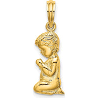 14K Yellow Gold Praying Boy Charm Pendant - 16.9mm Length by Oro Pregiato
