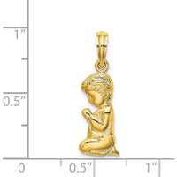 14K Yellow Gold Praying Boy Charm Pendant - 16.9mm Length by Oro Pregiato