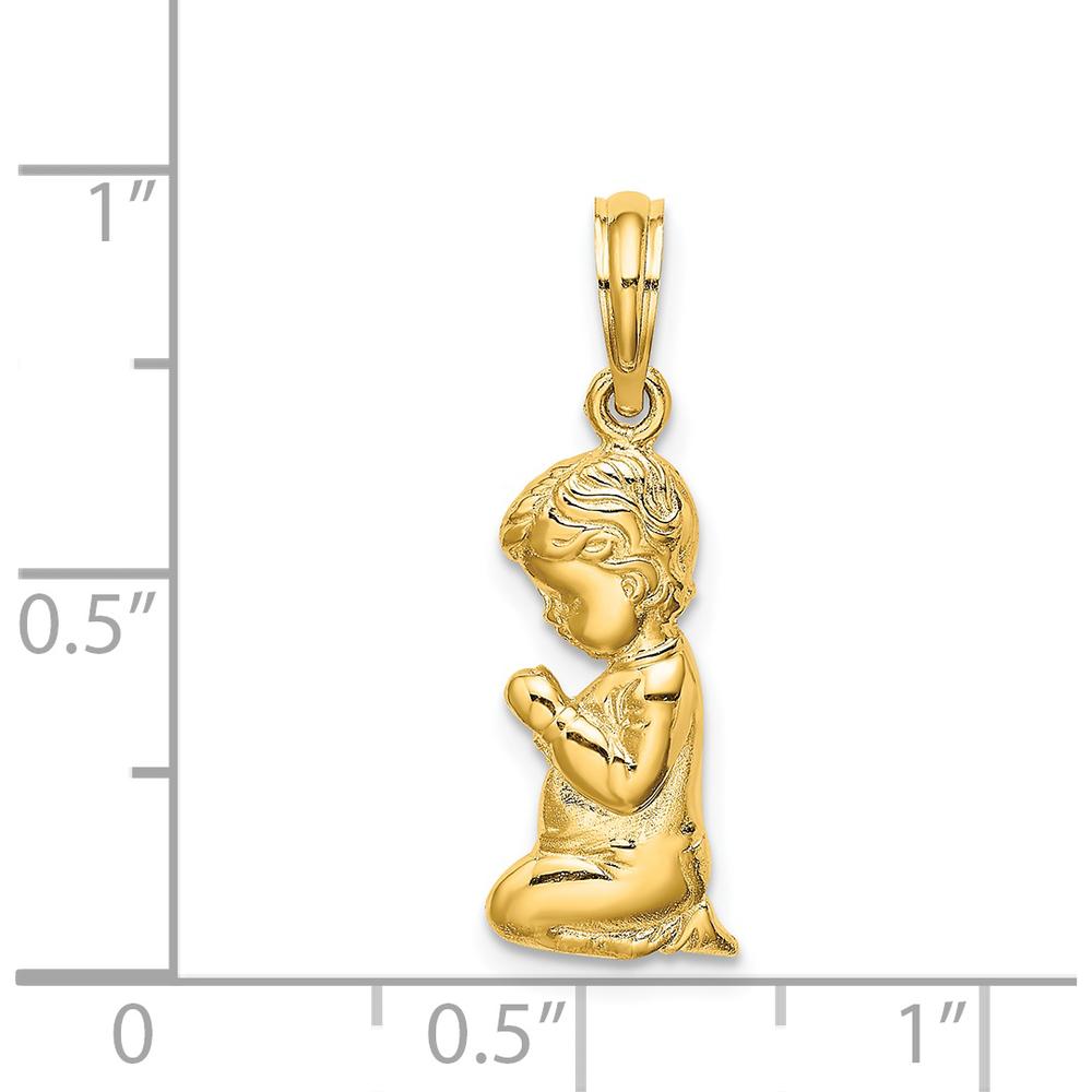 14K Yellow Gold Praying Boy Charm Pendant - 16.9mm Length by Oro Pregiato