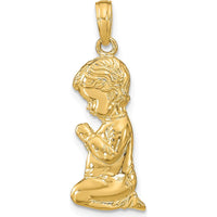 14K Yellow Gold Praying Boy Pendant - 26.63mm Length by Oro Pregiato