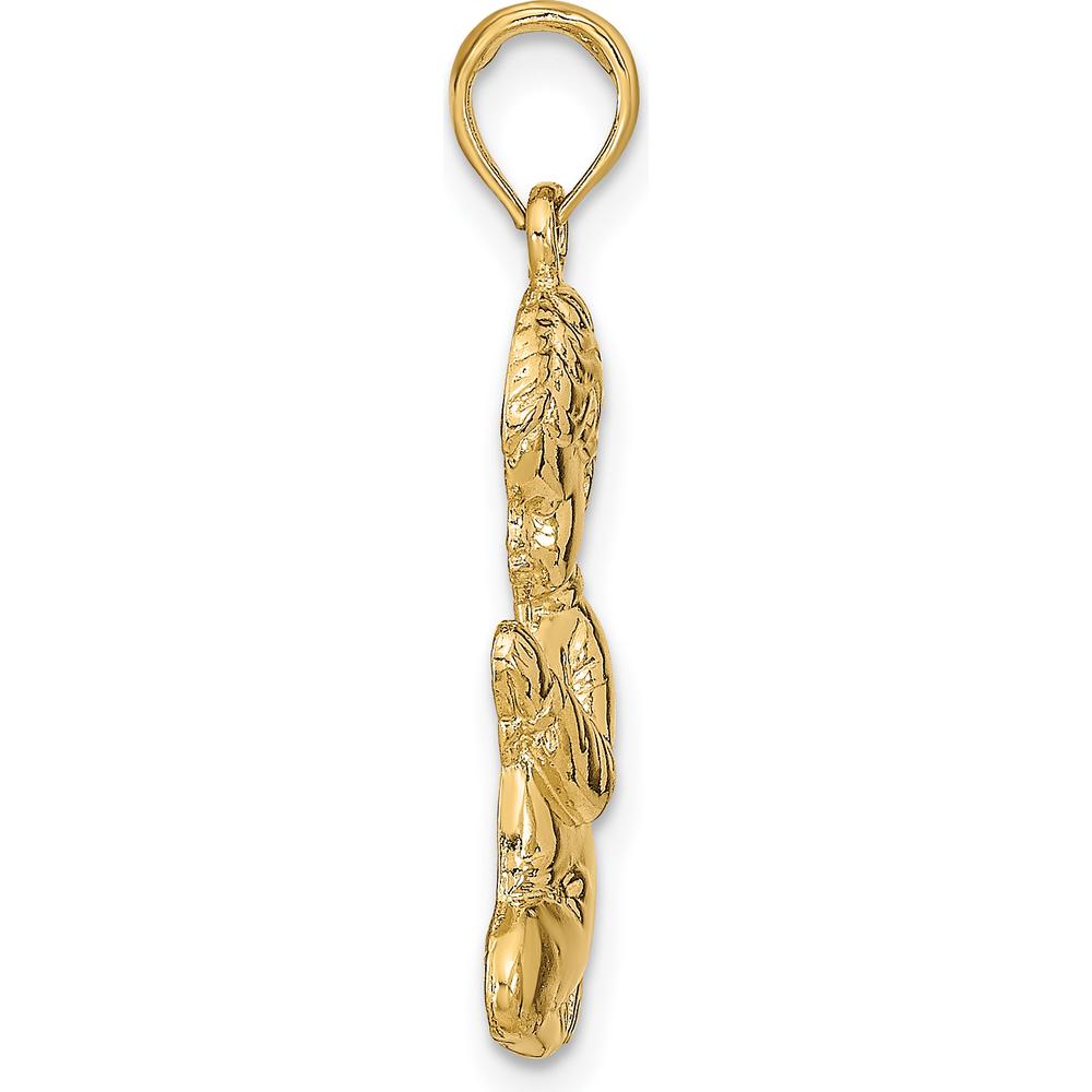 14K Yellow Gold Praying Boy Pendant - 26.63mm Length by Oro Pregiato