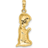 14K Yellow Gold Praying Boy Pendant - 26.63mm Length by Oro Pregiato