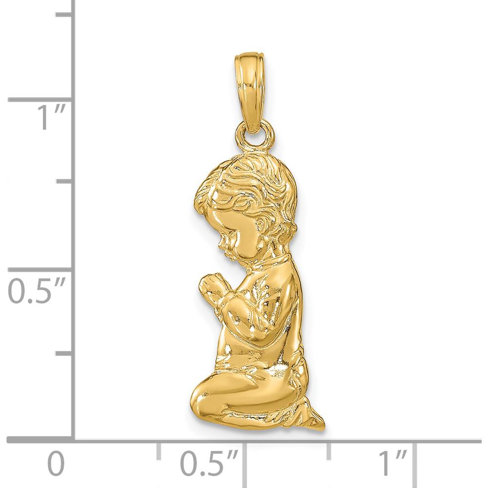 14K Yellow Gold Praying Boy Pendant - 26.63mm Length by Oro Pregiato