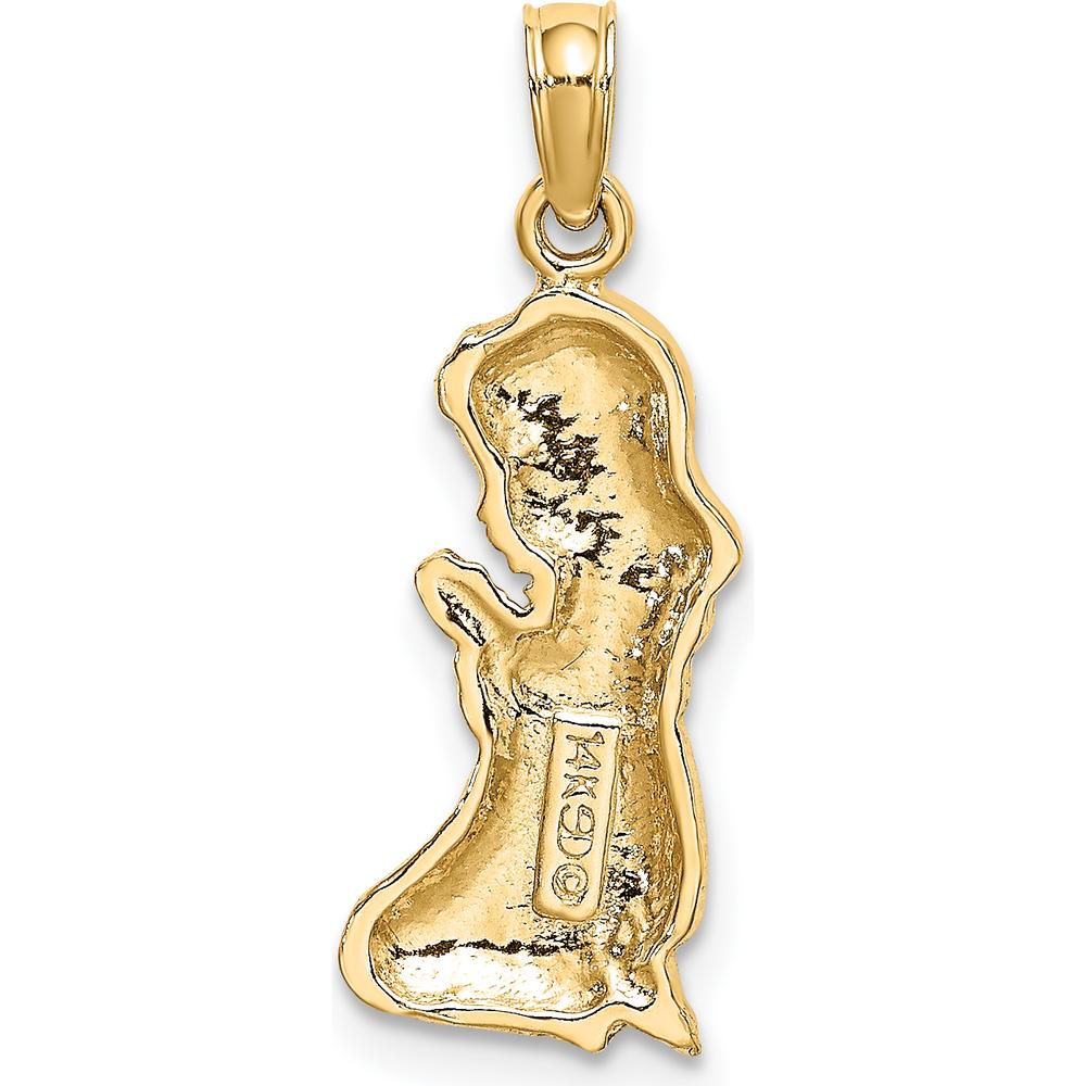 14K Yellow Gold Praying Girl Charm Pendant - 21.2mm Length by Oro Pregiato