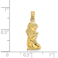 14K Yellow Gold Praying Girl Charm Pendant - 21.2mm Length by Oro Pregiato