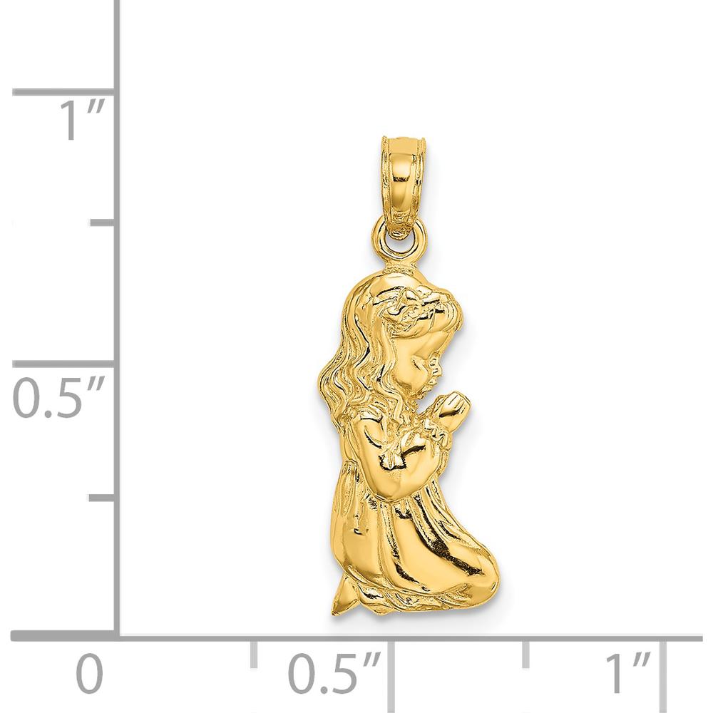 14K Yellow Gold Praying Girl Charm Pendant - 21.2mm Length by Oro Pregiato