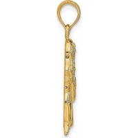 14K Yellow Gold Praying Girl Pendant - 26.45mm Length, Themed Faith Charm by Oro Pregiato
