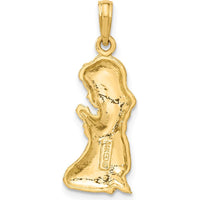 14K Yellow Gold Praying Girl Pendant - 26.45mm Length, Themed Faith Charm by Oro Pregiato