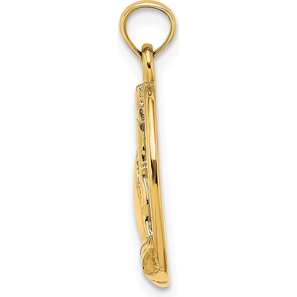 14K Yellow Gold Praying Hands and Cross In Oval Charm - Polished Finish by Oro Pregiato