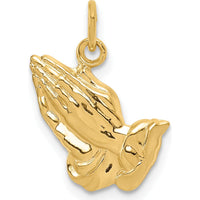 14K Yellow Gold Praying Hands Charm - Meaningful Faith Pendant