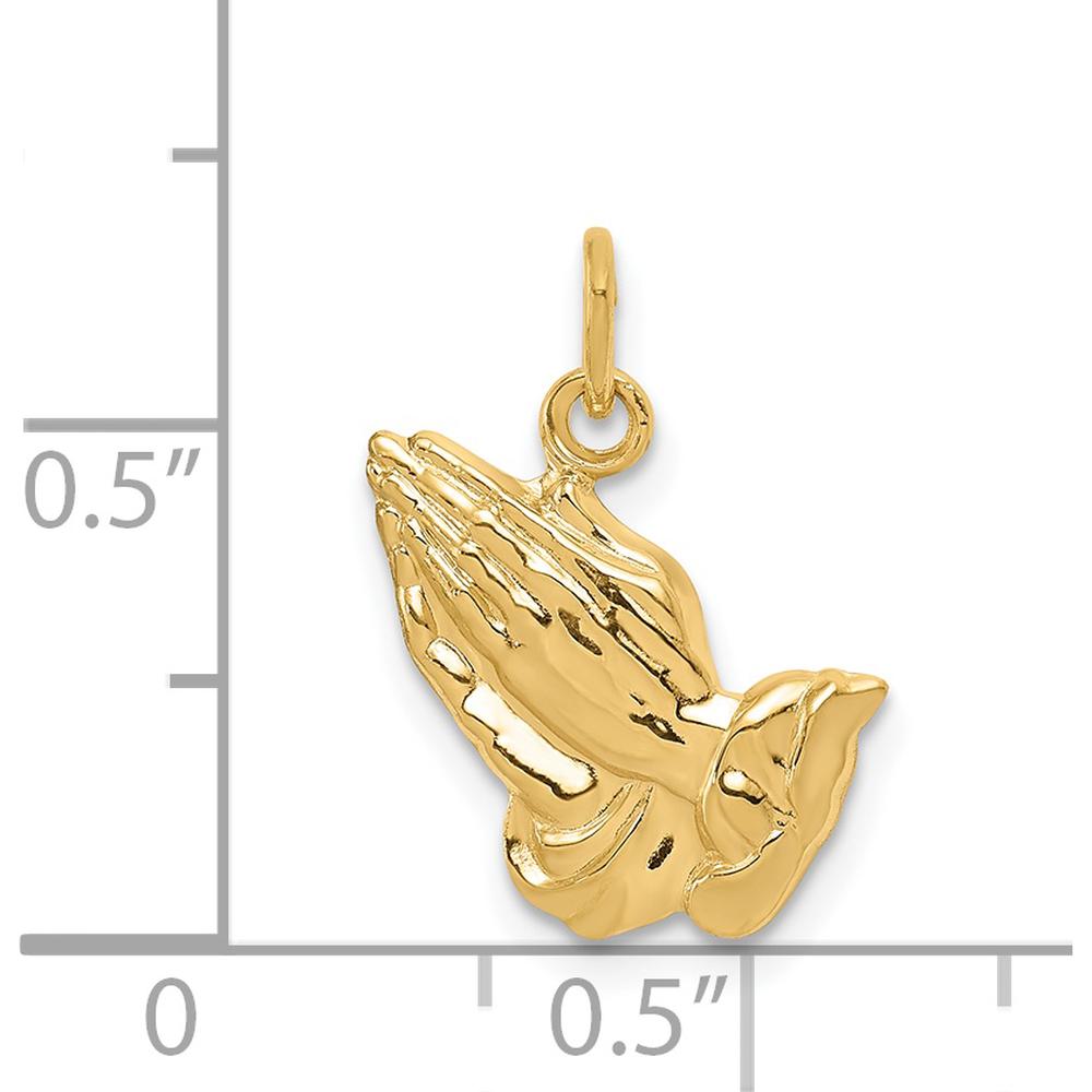 14K Yellow Gold Praying Hands Charm - Meaningful Faith Pendant