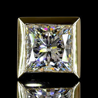 14K Yellow Gold Princess Cut Bezel Set Lab Diamond Stud Earrings - 4.09 Carat Total Weight, D VVS2 Clarity, IGI Certified - Covaloro Fine Jewelry