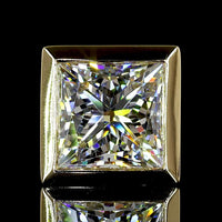 14K Yellow Gold Princess Cut Bezel Set Lab Diamond Stud Earrings - 4.64 Carat Total Weight (E-F VVS2 IGI Certified) - Covaloro Fine Jewelry