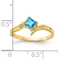 14K Yellow Gold Princess Cut Blue Topaz Ring - 0.47 Carat Total Weight by Monteluci Fine Jewelry