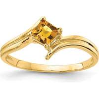14K Yellow Gold Princess Cut Citrine Ring - 0.30 Carat Total Gemstone Weight by Monteluci Fine Jewelry
