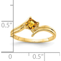 14K Yellow Gold Princess Cut Citrine Ring - 0.30 Carat Total Gemstone Weight by Monteluci Fine Jewelry