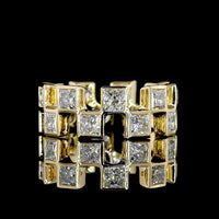 14K Yellow Gold Princess Cut Diamond Eternity Band with Bezel Setting - 3.62 Carat Total Weight, Lab-Grown E-F VS1 Diamonds, 18 Stones - Covaloro Fine Jewelry