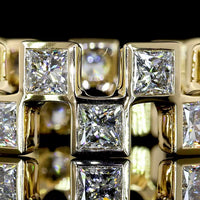 14K Yellow Gold Princess Cut Diamond Eternity Band with Bezel Setting - 3.62 Carat Total Weight, Lab-Grown E-F VS1 Diamonds, 18 Stones - Covaloro Fine Jewelry