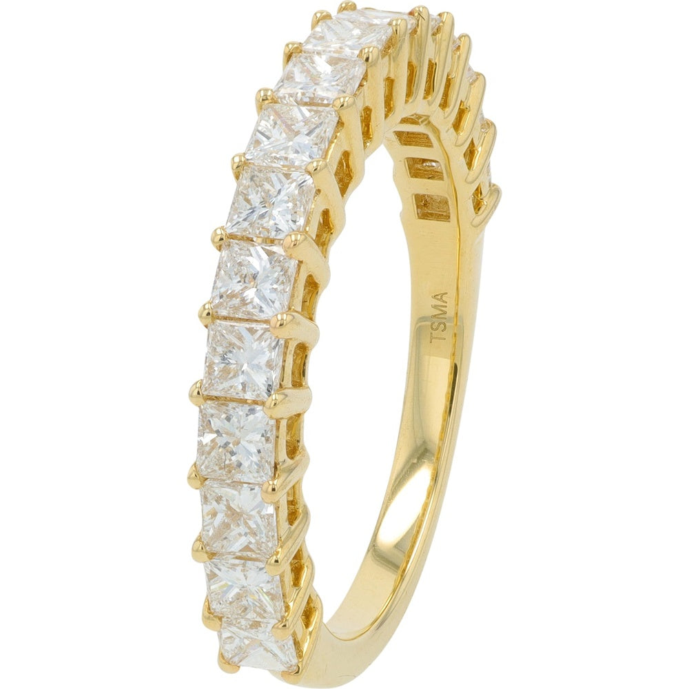 14K Yellow Gold Princess-Cut Diamond Stackable Band - 1.50 Carat Total Diamond Weight