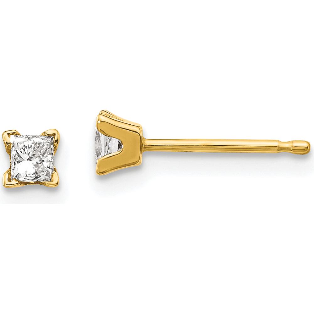 14K Yellow Gold Princess-Cut Diamond Stud Earrings - 0.16 Carat Total Weight by Monteluci Fine Jewelry