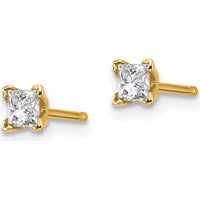 14K Yellow Gold Princess-Cut Diamond Stud Earrings - 0.16 Carat Total Weight by Monteluci Fine Jewelry