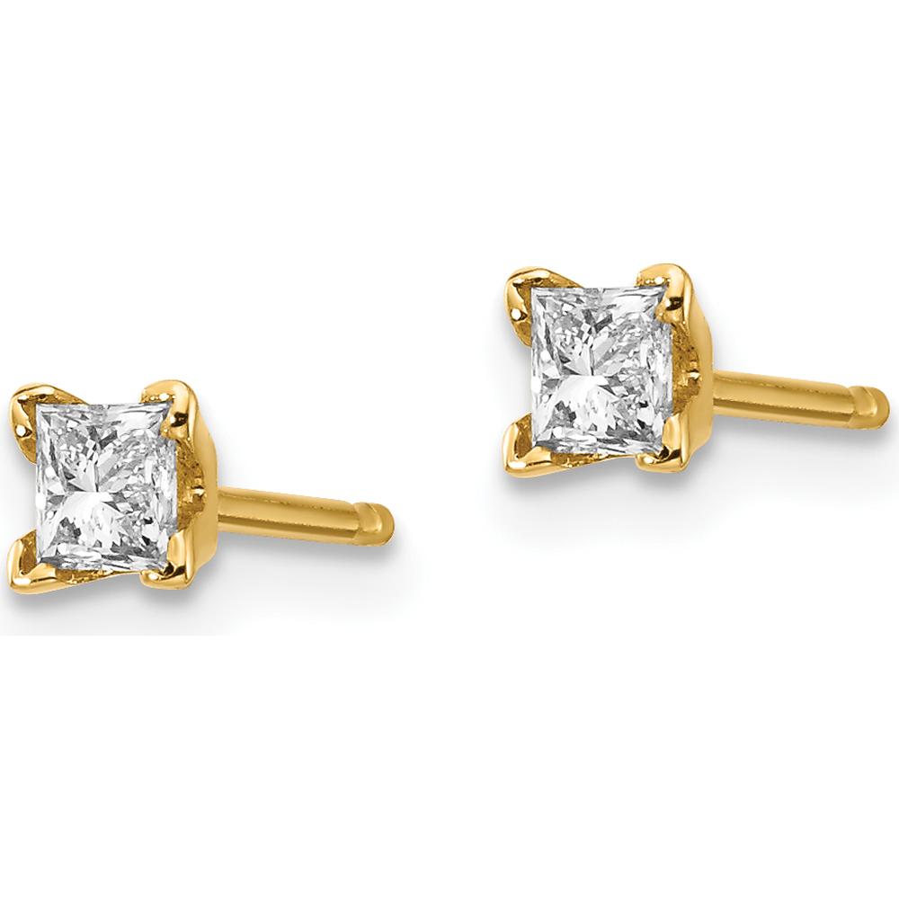 14K Yellow Gold Princess-Cut Diamond Stud Earrings - 0.16 Carat Total Weight by Monteluci Fine Jewelry