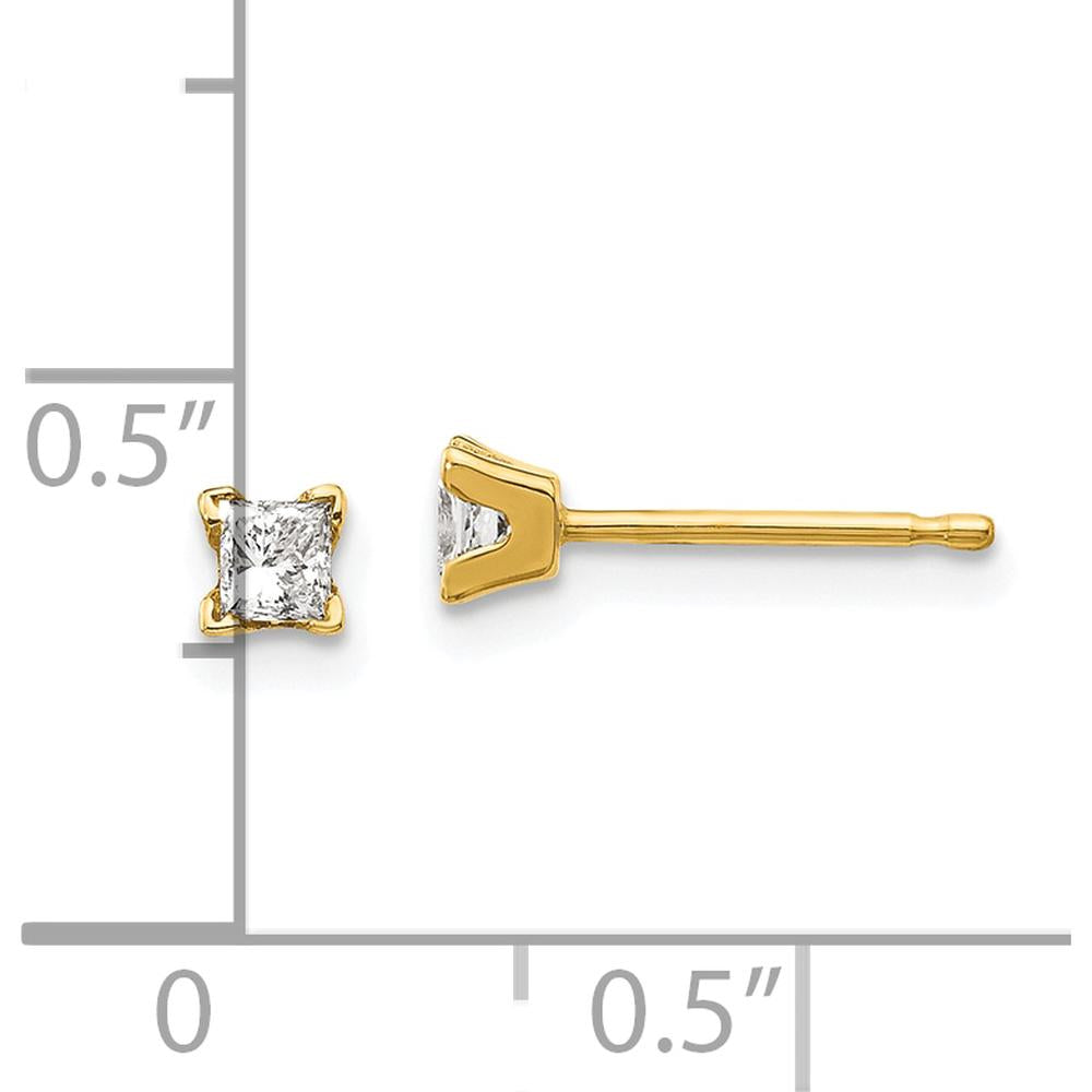 14K Yellow Gold Princess-Cut Diamond Stud Earrings - 0.16 Carat Total Weight by Monteluci Fine Jewelry
