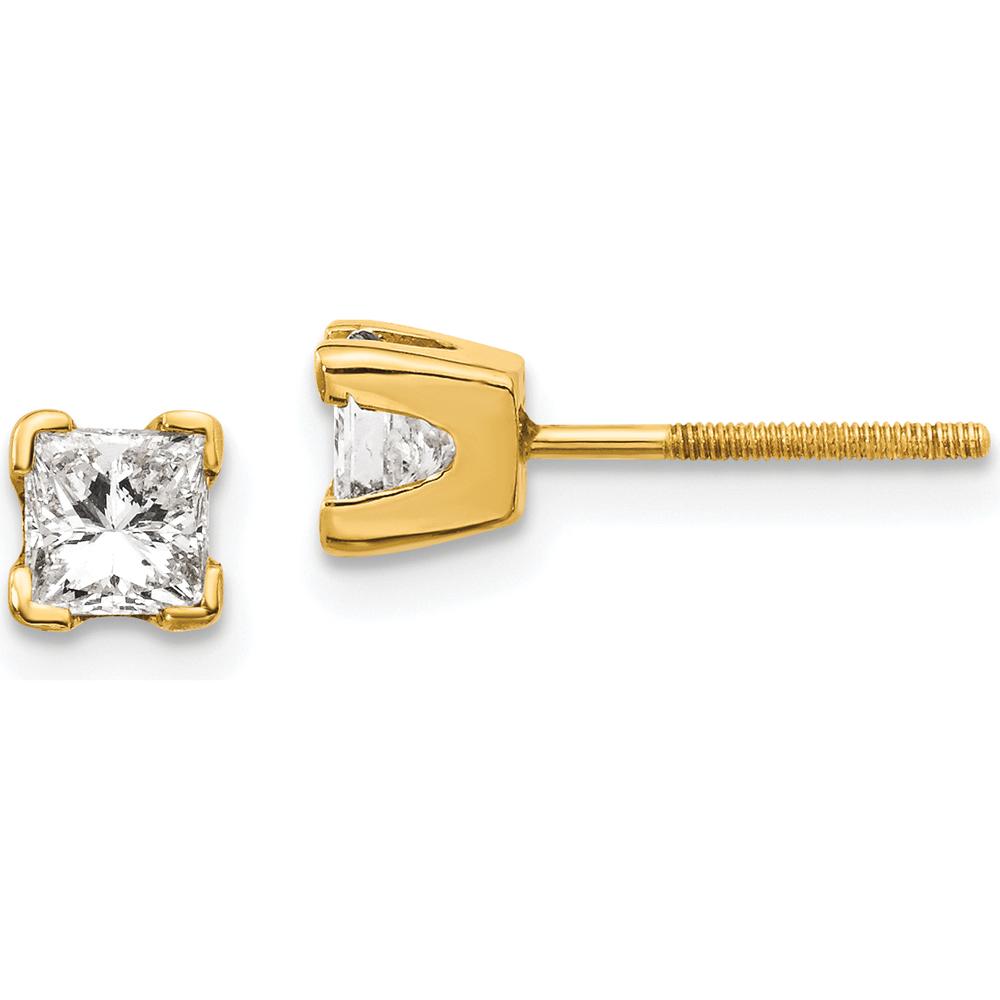14K Yellow Gold Princess-Cut Diamond Stud Earrings - 0.33 Carat Total Diamond Weight by Monteluci Fine Jewelry