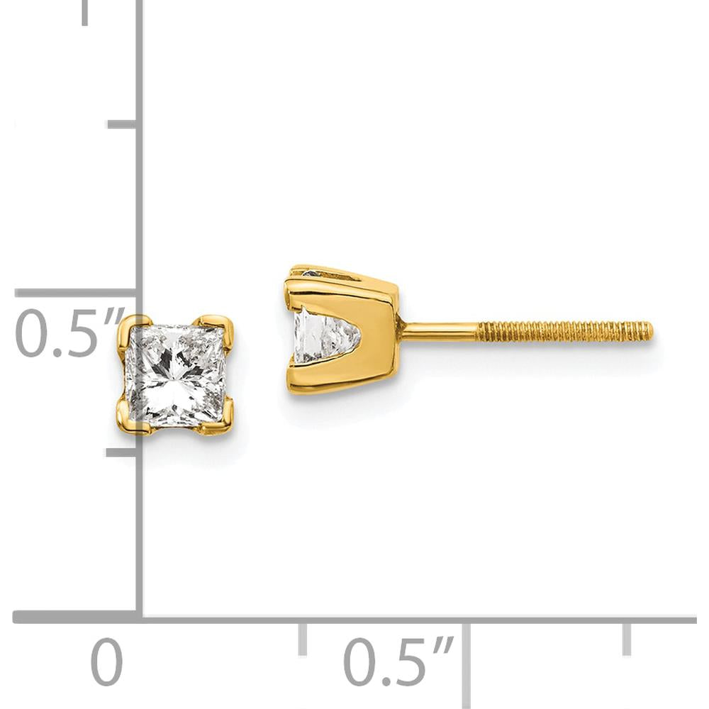 14K Yellow Gold Princess-Cut Diamond Stud Earrings - 0.33 Carat Total Diamond Weight by Monteluci Fine Jewelry