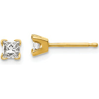 14K Yellow Gold Princess-Cut Diamond Stud Earrings with 3/8 Carat Total Diamond Weight by Monteluci Fine Jewelry