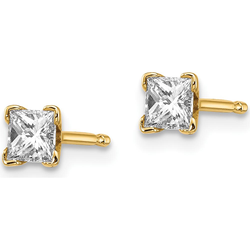 14K Yellow Gold Princess-Cut Diamond Stud Earrings with 3/8 Carat Total Diamond Weight by Monteluci Fine Jewelry