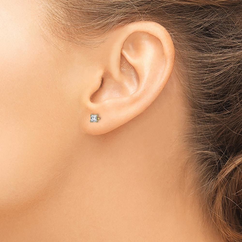14K Yellow Gold Princess-Cut Diamond Stud Earrings with 3/8 Carat Total Diamond Weight by Monteluci Fine Jewelry