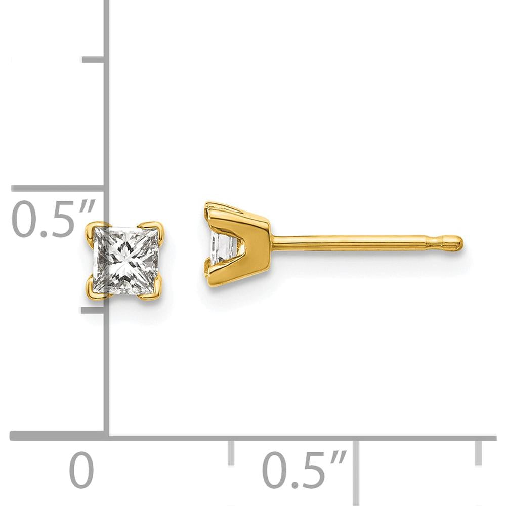 14K Yellow Gold Princess-Cut Diamond Stud Earrings with 3/8 Carat Total Diamond Weight by Monteluci Fine Jewelry