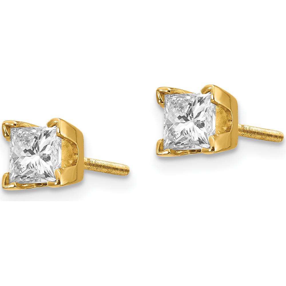 14K Yellow Gold Princess-Cut Diamond Stud Earrings with 4-Prong Settings - 0.40 Carat Total Diamond Weight by Monteluci Fine Jewelry