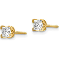 14K Yellow Gold Princess-Cut Diamond Stud Earrings with Four-Prong Setting - 0.25 Carat Total Diamond Weight by Monteluci Fine Jewelry