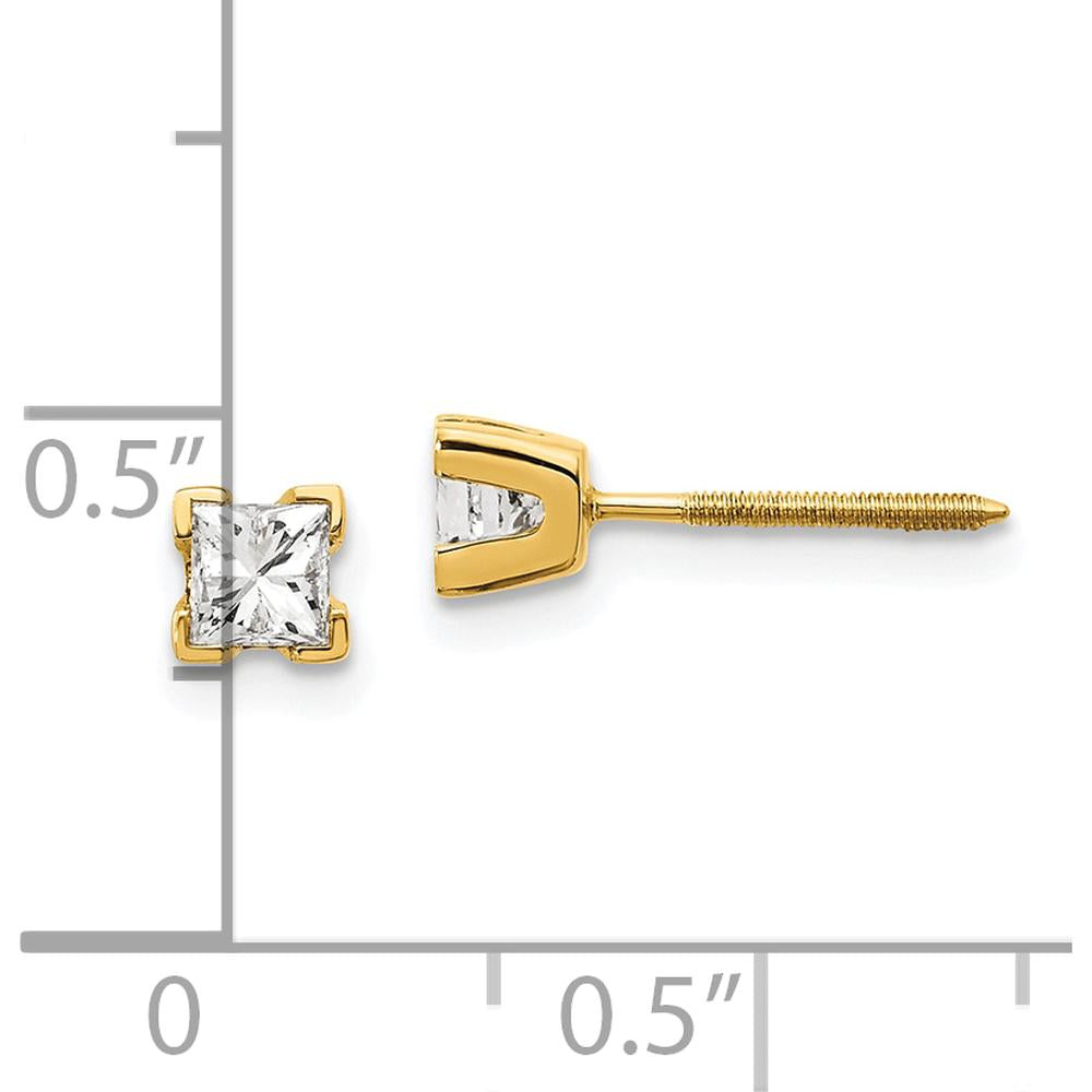 14K Yellow Gold Princess-Cut Diamond Stud Earrings with Four-Prong Setting - 0.25 Carat Total Diamond Weight by Monteluci Fine Jewelry