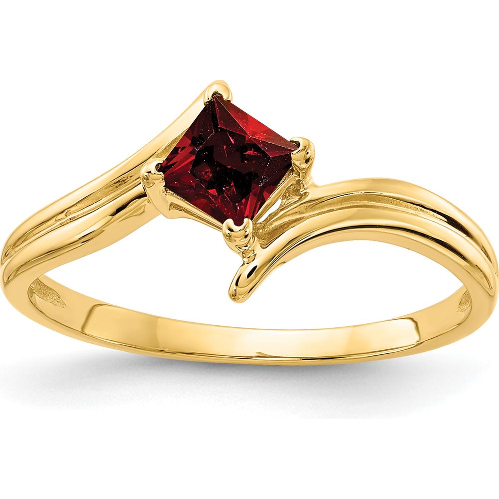 14K Yellow Gold Princess Cut Garnet Ring - 0.50 Carat Total Gem Weight by Monteluci Fine Jewelry