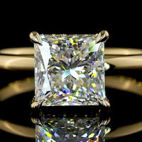 14K Yellow Gold Princess Cut Hidden Halo Ring with Lab Grown Diamond - 2.08 Carat Center Stone, E-F VVS2 Clarity, IGI Certified - Total Diamond Weight 2.18 Carats - Covaloro Fine Jewelry