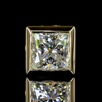 14K Yellow Gold Princess Cut Lab Diamond Bezel Set Stud Earrings - 2.08 Total Carat Weight, IGI Certified (D IF / E VVS2) - Covaloro Fine Jewelry