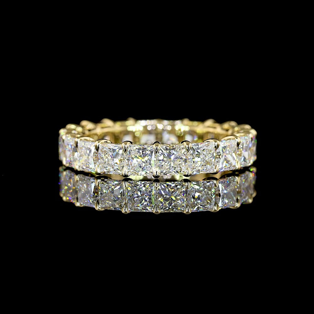 14K Yellow Gold Princess Cut Lab Diamond Eternity Band - 4.20 Carats Total Diamond Weight (E-F Color, VS Clarity) - Covaloro Fine Jewelry