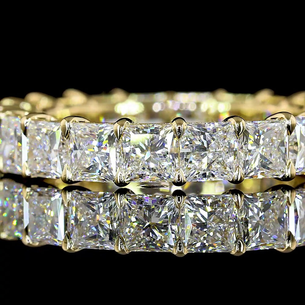 14K Yellow Gold Princess Cut Lab Diamond Eternity Band - 4.20 Carats Total Diamond Weight (E-F Color, VS Clarity) - Covaloro Fine Jewelry