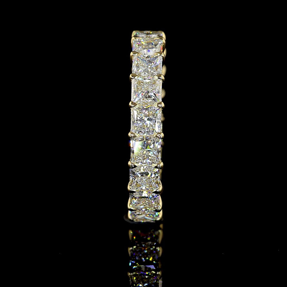 14K Yellow Gold Princess Cut Lab Diamond Eternity Band - 4.20 Carats Total Diamond Weight (E-F Color, VS Clarity) - Covaloro Fine Jewelry