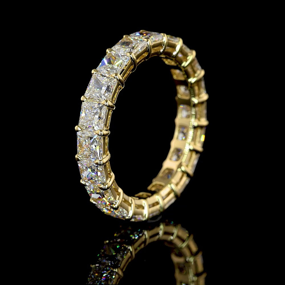 14K Yellow Gold Princess Cut Lab Diamond Eternity Band - 4.20 Carats Total Diamond Weight (E-F Color, VS Clarity) - Covaloro Fine Jewelry