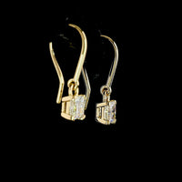14K Yellow Gold Princess Cut Lab Diamond Hanging Earrings - 1.03 Carat Total Weight, E-F Color VS1 Clarity - Covaloro Fine Jewelry