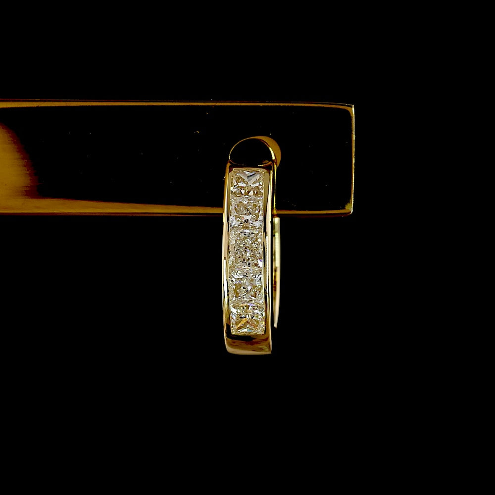 14K Yellow Gold Princess-Cut Lab Diamond Huggie Earrings - Channel Set, 0.55 Carat Total Diamond Weight, E-F VS1 - Covaloro Fine Jewelry