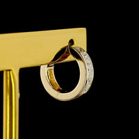 14K Yellow Gold Princess-Cut Lab Diamond Huggie Earrings - Channel Set, 0.55 Carat Total Diamond Weight, E-F VS1 - Covaloro Fine Jewelry