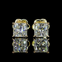 14K Yellow Gold Princess Cut Lab Diamond Stud Earrings - 2.05 Carat Total Weight (E-F Color, VS1 Clarity) - Covaloro Fine Jewelry