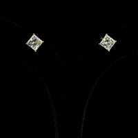 14K Yellow Gold Princess Cut Lab Diamond Stud Earrings - 4.15 Carat Total Weight, E-F Color, VS1 Clarity - Covaloro Fine Jewelry