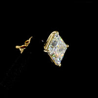 14K Yellow Gold Princess Cut Lab Diamond Stud Earrings - 4.15 Carat Total Weight, E-F Color, VS1 Clarity - Covaloro Fine Jewelry